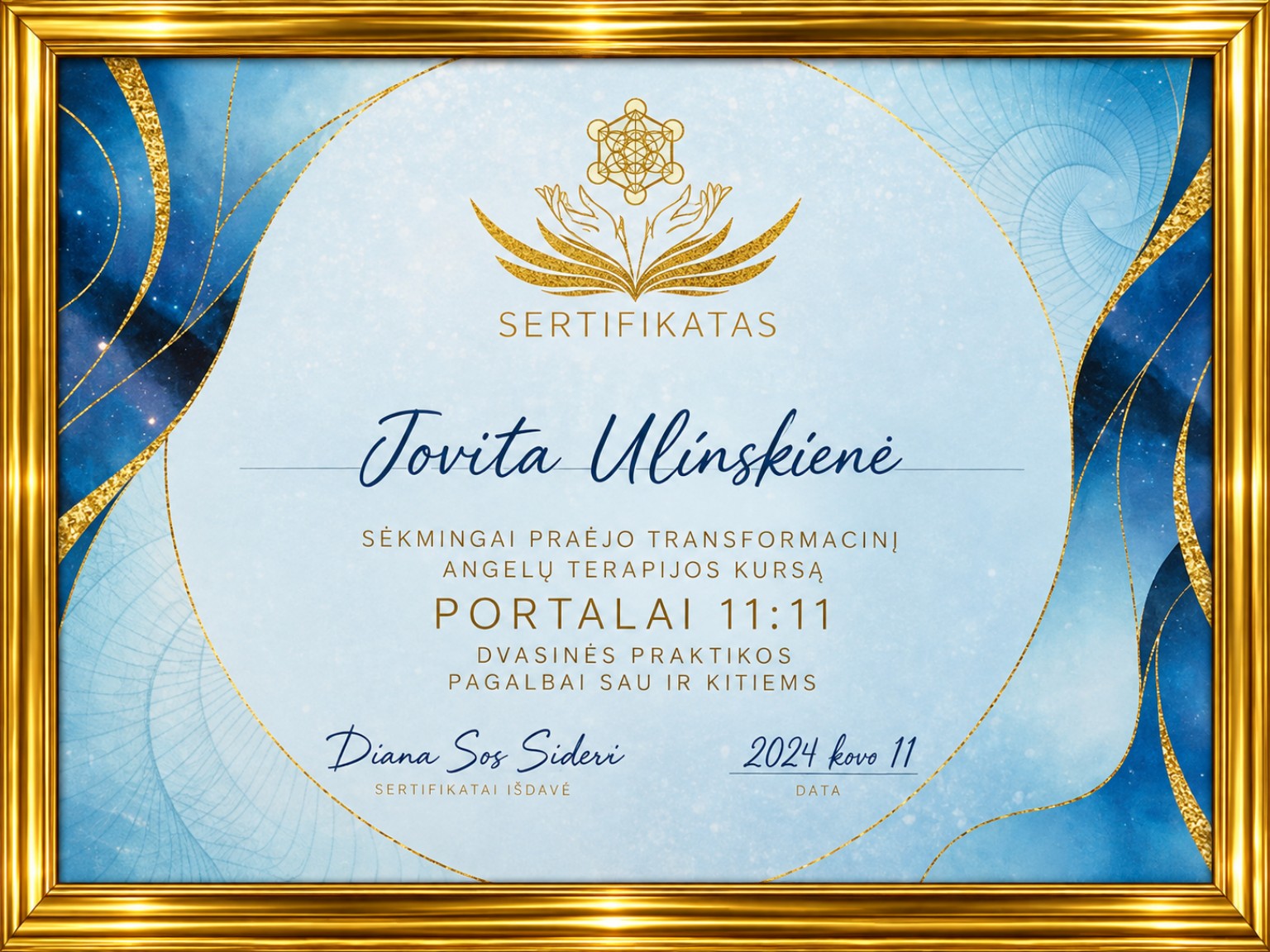 Transformational Angel Therapy Portalai 11:11 certificate