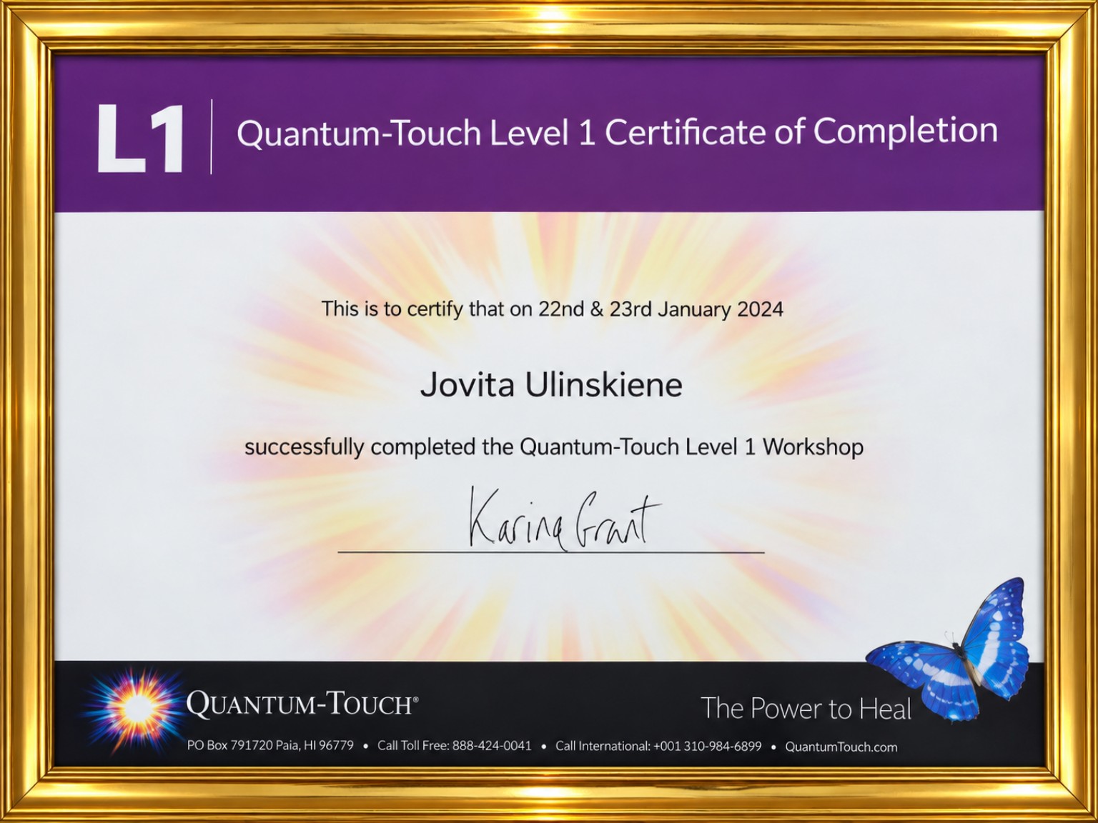Quantum-Touch Level 1 certificate