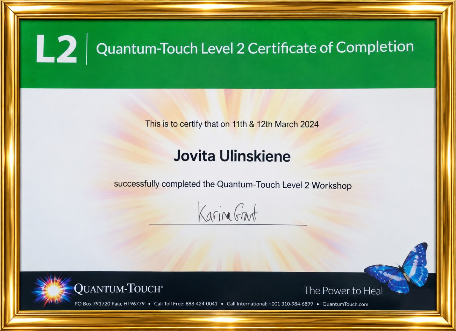 Quantum-Touch Level 2 certificate
