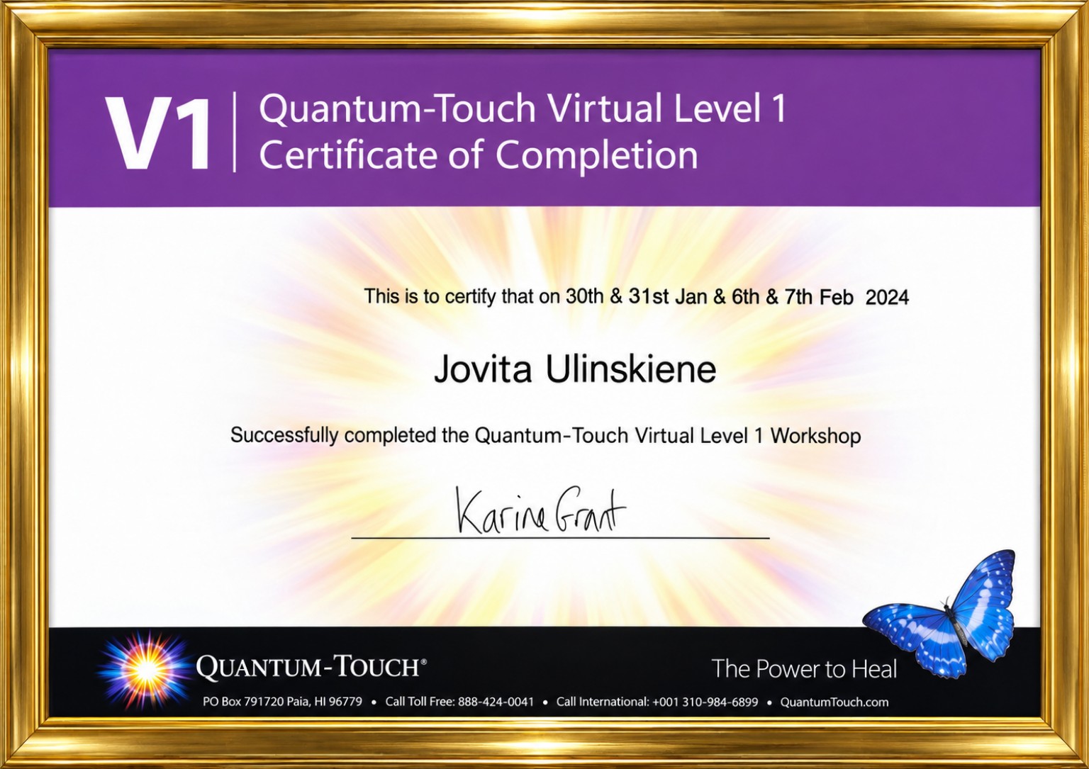 Quantum-Touch Virtual Level 1 certificate